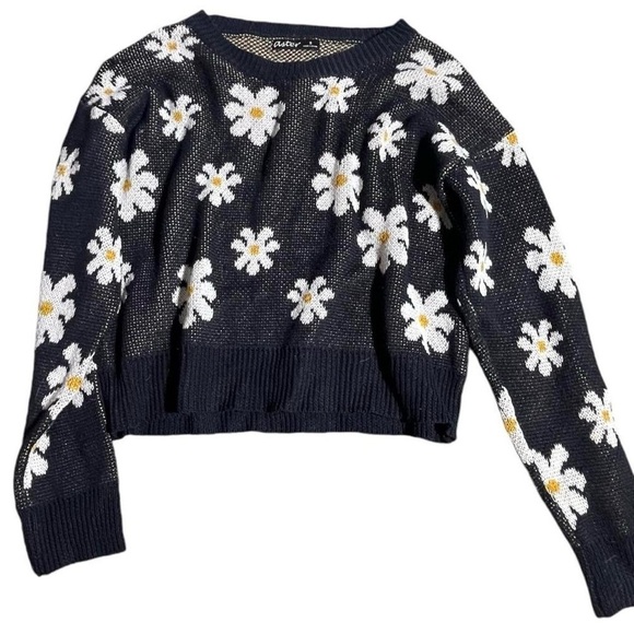 aster Sweaters - Navy and white daisy sweater #daisy #fall #aster #floral 
-small